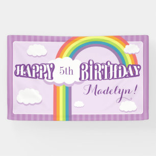Purple Any Age Rainbow Cloud Birthday Banner