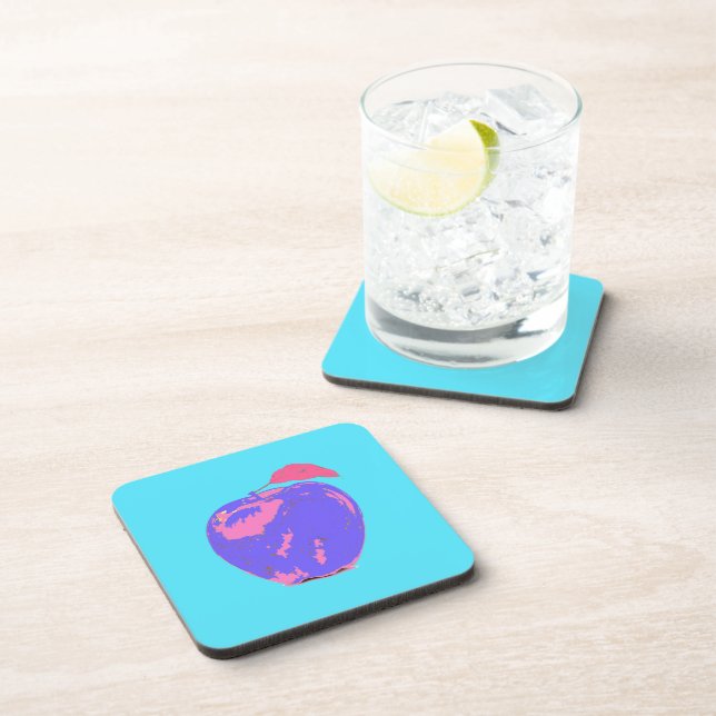 Purple Apple Pop Art Coaster (Right Side)