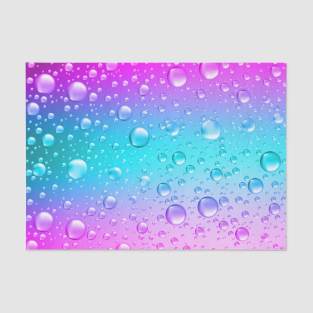 Purple & Aqua Blue Gradient Water Droplets Tissue Paper (Front)