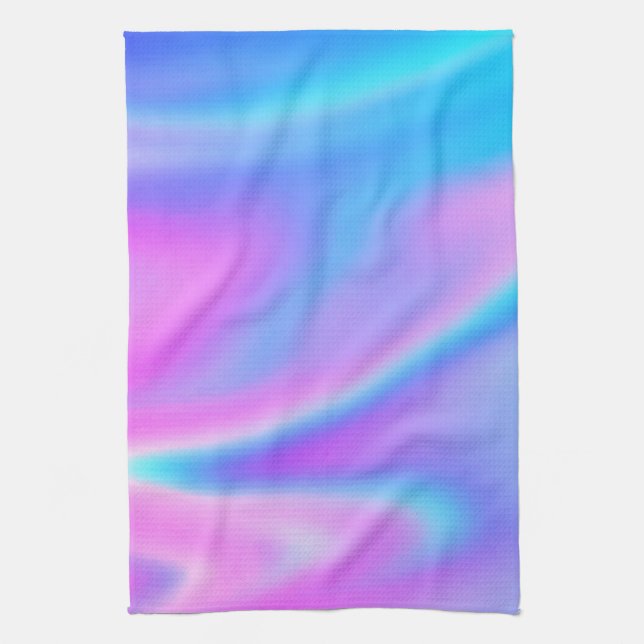 PURPLE & AQUA BLUE KITCHEN TOWEL! TEA TOWEL (Vertical)