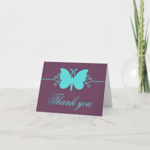 Purple Butterfly Thank You Cards 