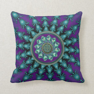 Purple Aqua Celtic Mandala Throw Pillow