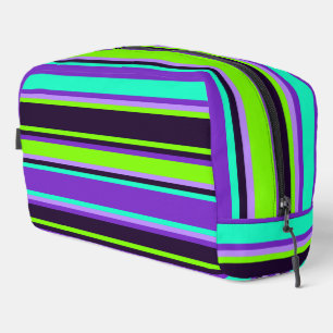 Purple, Aqua, & Chartreuse Striped Toiletry Bag