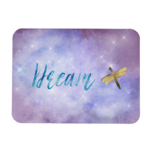Purple Aqua Dream Gold Dragonfly Magnet