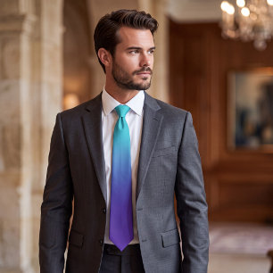 Purple Aqua Gradient Ombre Tie
