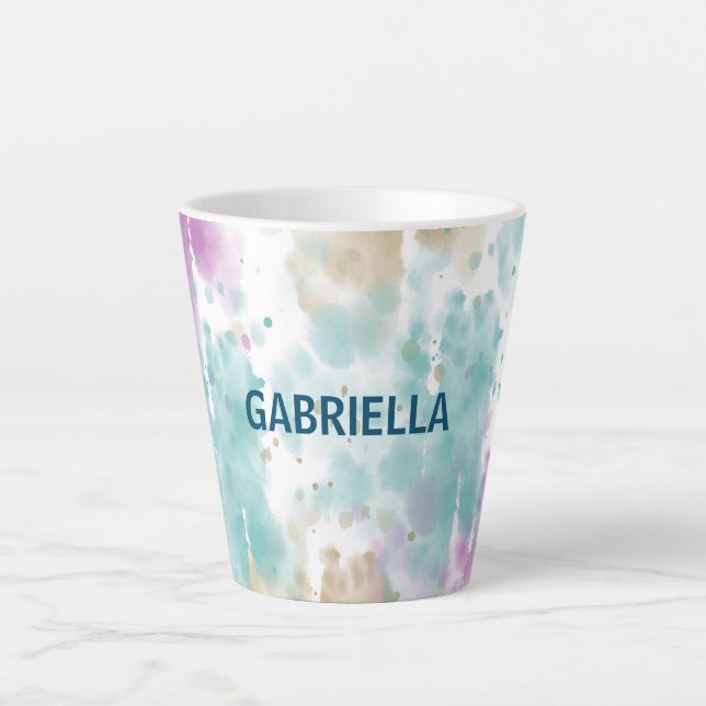 Purple Aqua Mint Pink Cream Abstract Latte Mug (Front)