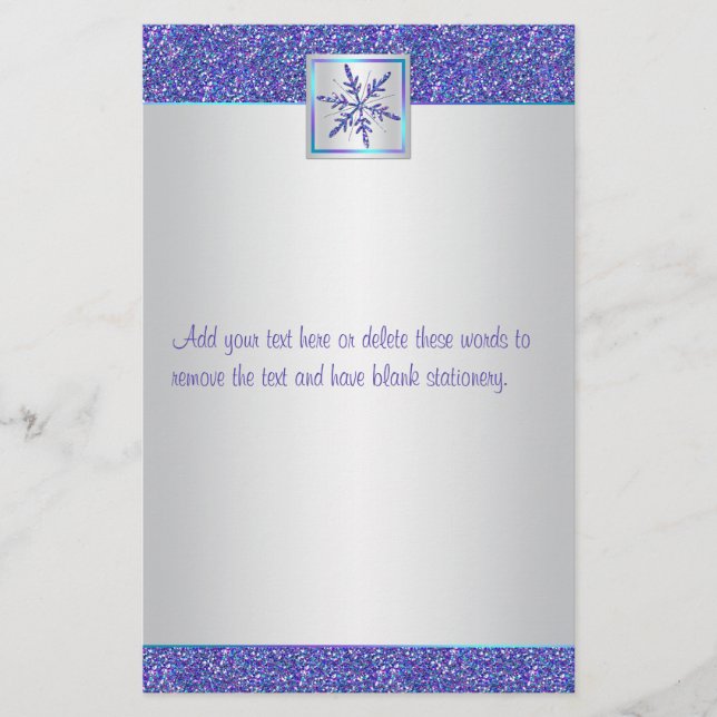 Purple Aqua Silver Snowflake Wedding Stationery (Front)