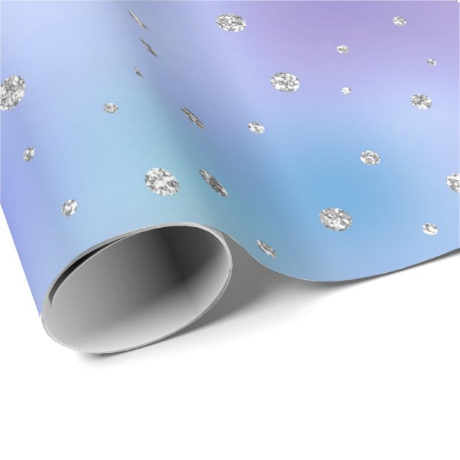 Purple Aqua Silver Sparkle Confetti Wrapping Paper (Roll Corner)