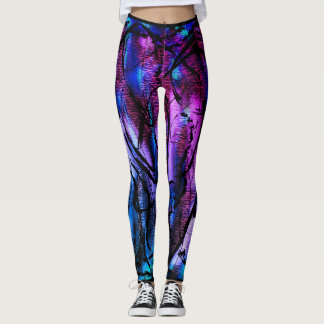 Purple Aqua Tiger Ocean Storm Leggings