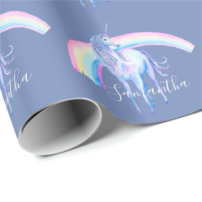 Purple Aqua Unicorn Dream Wrapping Paper (Roll Corner)