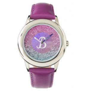 Purple Aquamarine Blended Sparkly Monogram Watch