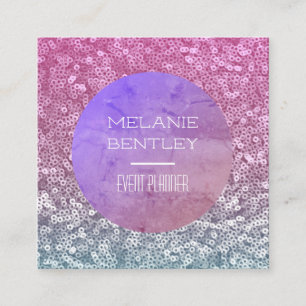 Purple Aquamarine Sparkly Glamour Square Business Card