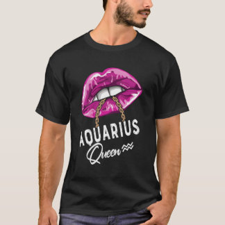 Purple Aquarius Queen Zodiac Star Sign T-Shirt