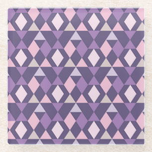 Purple Arabic Geometric Pattern Glass Coaster