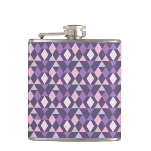 Purple Arabic Geometric Pattern Hip Flask