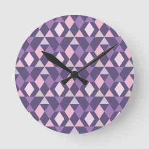 Purple Arabic Geometric Pattern Round Clock