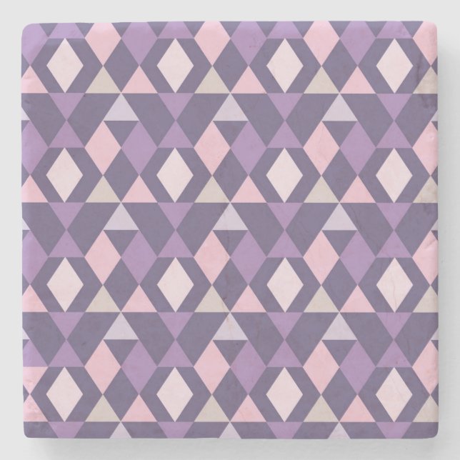 Purple Arabic Geometric Pattern Stone Coaster (Front)