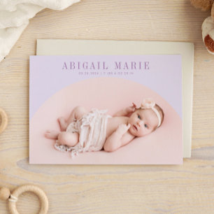 Purple Arch Frame Birth Announcement Card