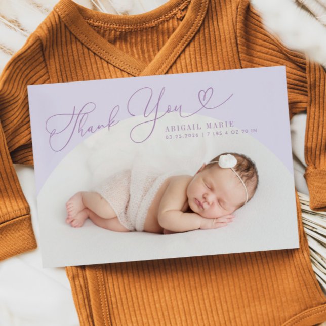 Purple Arch Frame Thank Yoy Birth Announcement (Creator Uploaded)