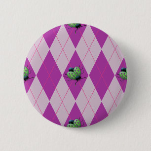 Purple Arglye Ladybug 6 Cm Round Badge