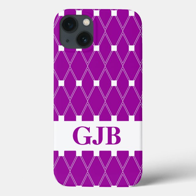 Purple Argyle Lattice with monogram Case-Mate iPhone Case (Back)