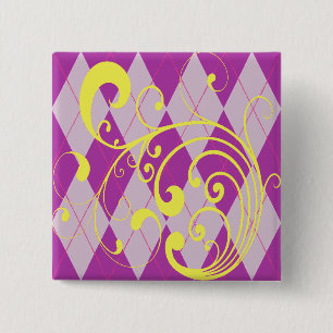 Purple Argyle Swirl 15 Cm Square Badge
