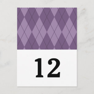 Purple Argyle Table Number Postcard