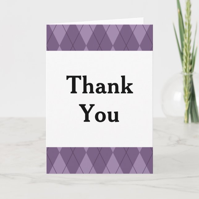 Purple Argyle Thank You Card (Front)
