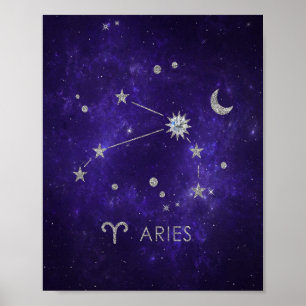 Purple Aries Zodiac   Cosmic Astrology Horoscope Poster