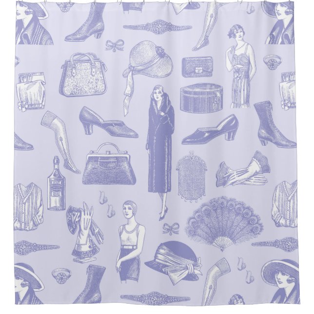 purple art deco 1920s flapper glamour feminine  shower curtain (Front)