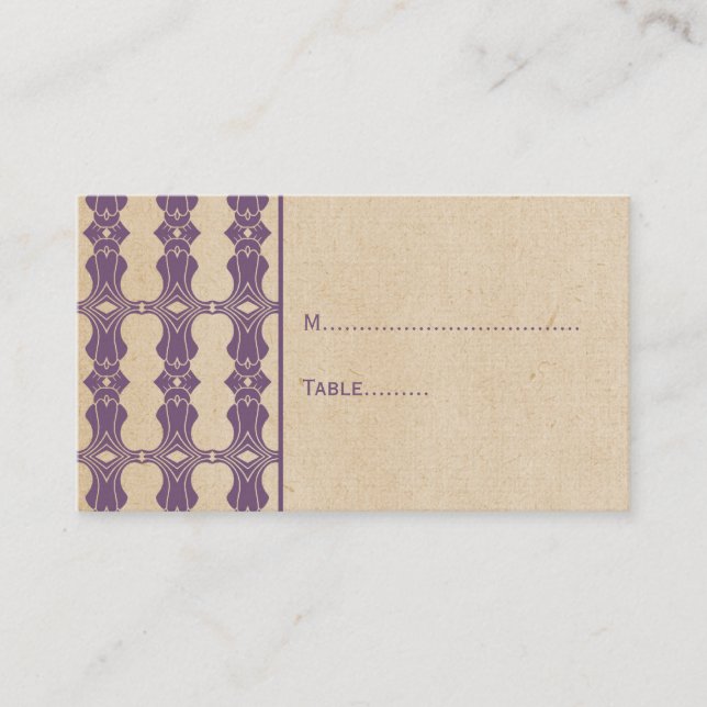 Purple Art Deco Border Place Card (Front)