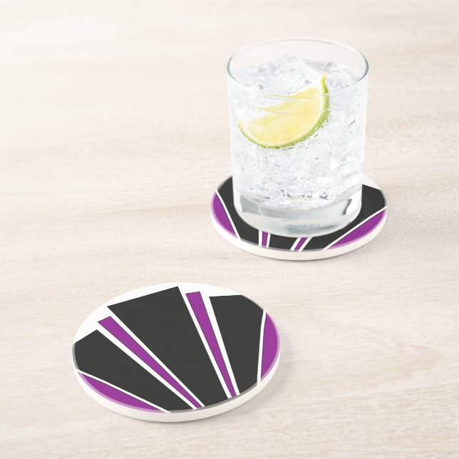 Purple Art Deco Design Coaster (Side)
