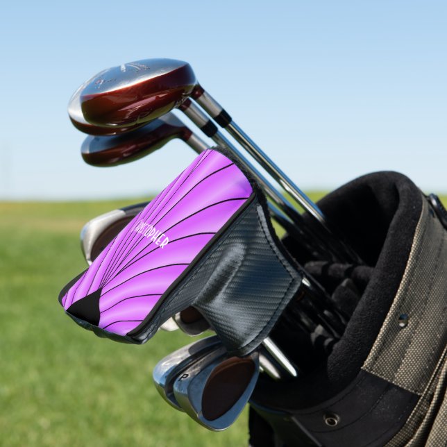 Purple Art Deco Design Golf Head Cover (In Situ)