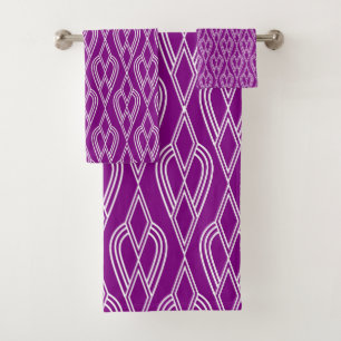 Purple Art Deco Flowerbeds  Bath Towel Set
