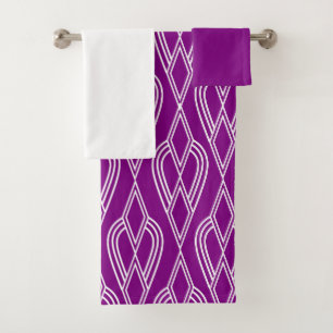 Purple Art Deco Flowerbeds  Bath Towel Set