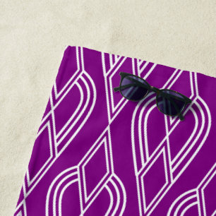 Purple Art Deco Flowerbeds Beach Towel