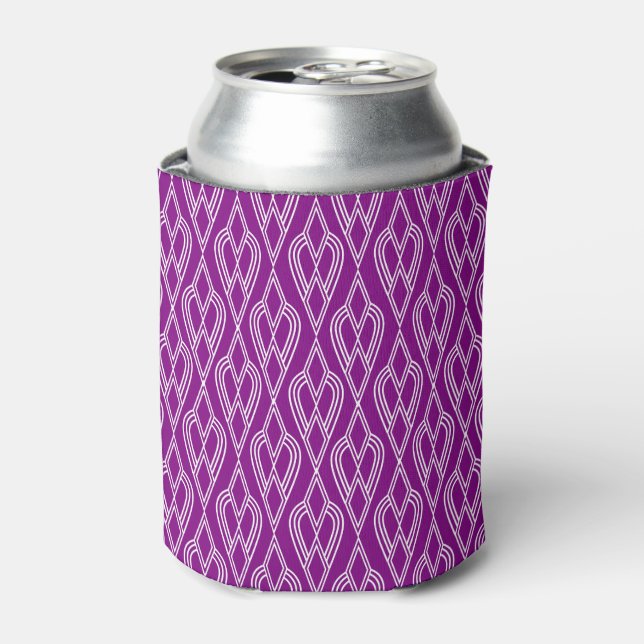 Purple Art Deco Flowerbeds  Can Cooler (Can Front)