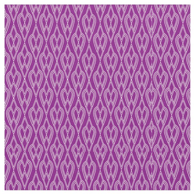 Purple Art Deco Flowerbeds  Fabric (Close Up)
