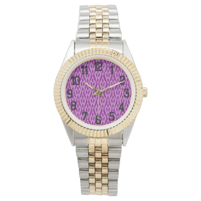 Purple Art Deco Flowerbeds  Watch (Front)