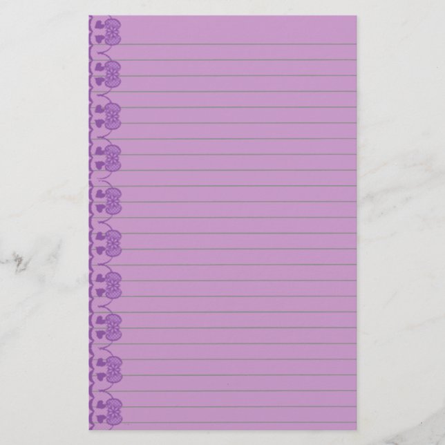 Purple Art Deco Lined Stationery (Front)