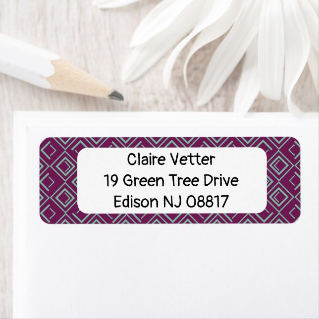 Purple Art Deco  Return Address Label (Insitu)