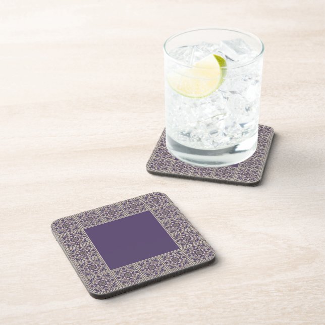 Purple Art Deco Tiled Design Coaster (Right Side)