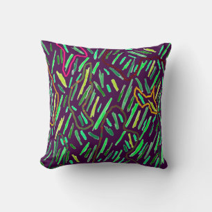 Purple art inspired design with stripes cushion