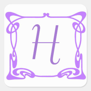 Purple Art Nouveau Border Square Sticker