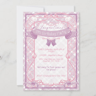 Purple Art Nouveau Princess Birthday Invitation