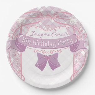 Purple Art Nouveau Princess Birthday Paper Plate