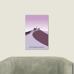 Purple Art, Slogan, Camels Walk The Desert Poster