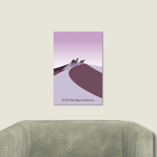Purple Art, Slogan, Camels Walk The Desert Poster (Purple Art, Slogan, Camels Walk The Desert Poster)