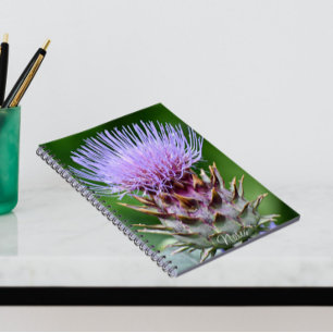 Purple Artichoke Thistle Head Floral Notebook