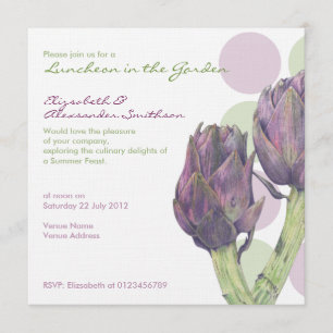 Purple Artichokes dots Luncheon Invitation